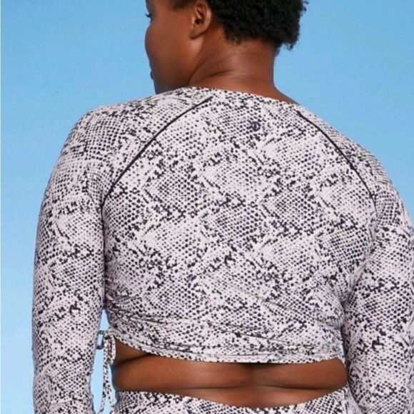All In Motion Swim Side-Cinch Long Sleeve Rash Guard Gray and Speckled Black NWT - Picture 6 of 10